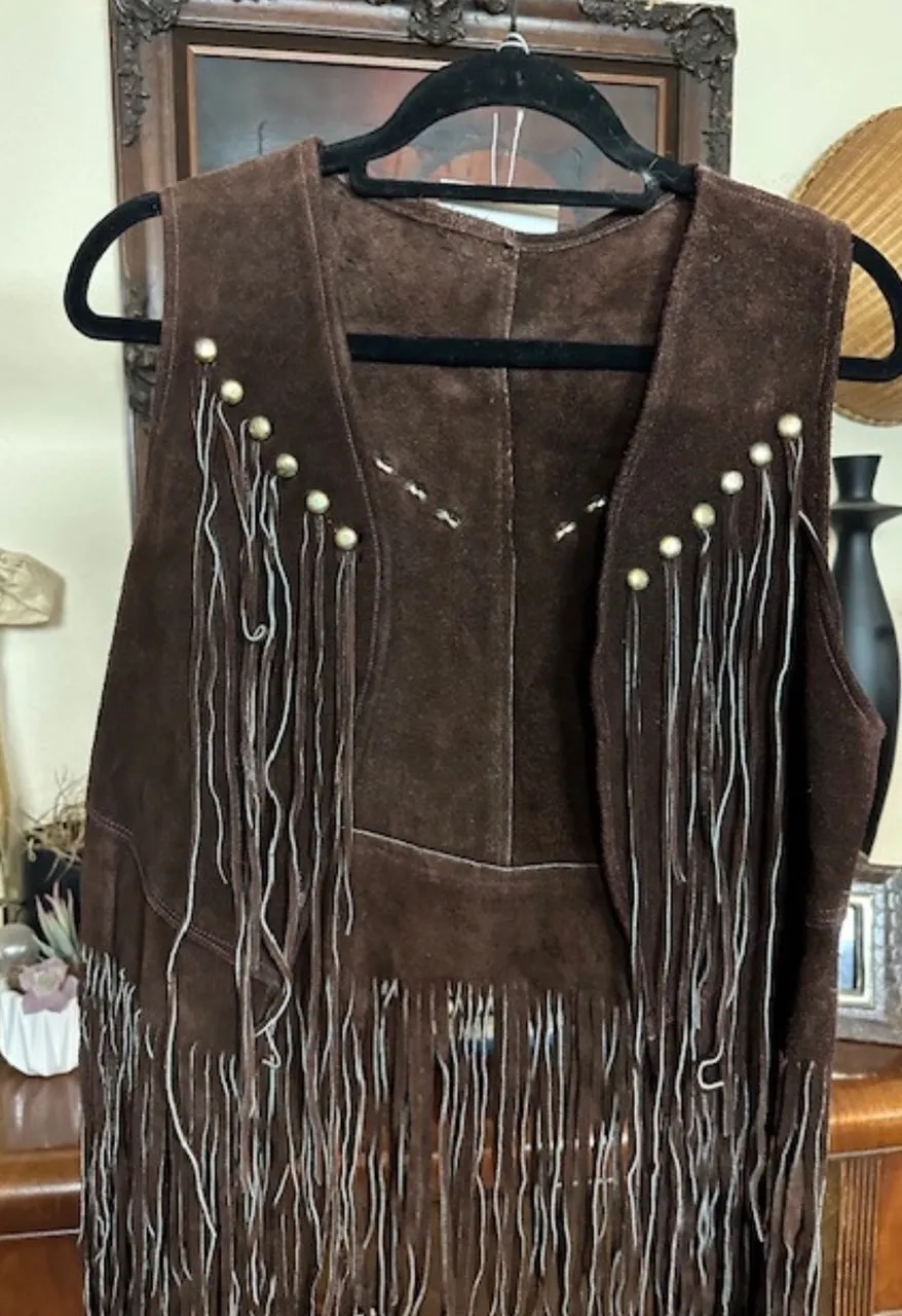1970s Leather Fringed Vest