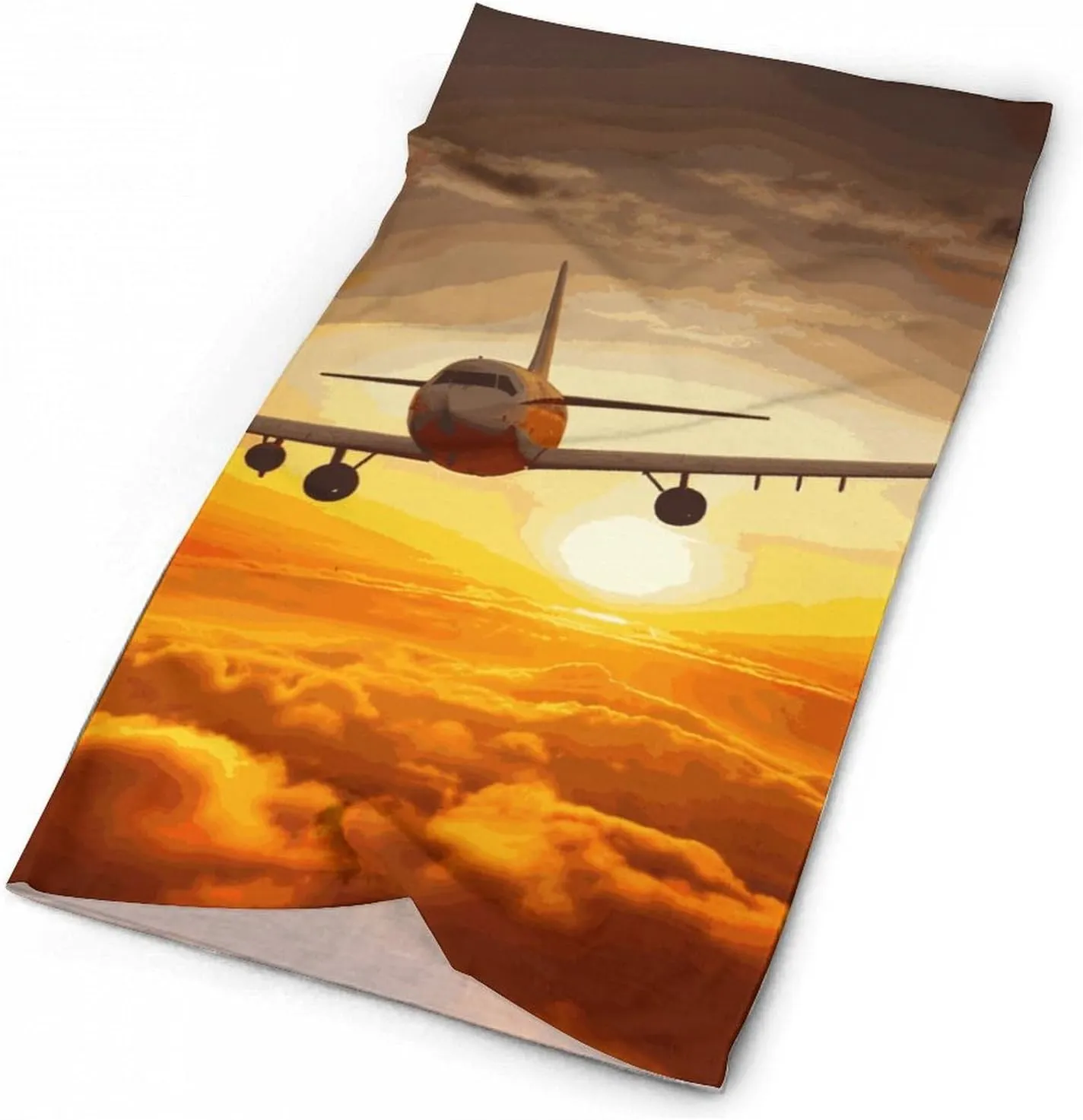 Aircraft Plane at Sunset Face Mask for Cold Weather Neck Gaiter Scarf Windproof Bandana for Men Women Elastic Balaclava Headbands for Motorcycle Cycling Riding Skiing Party