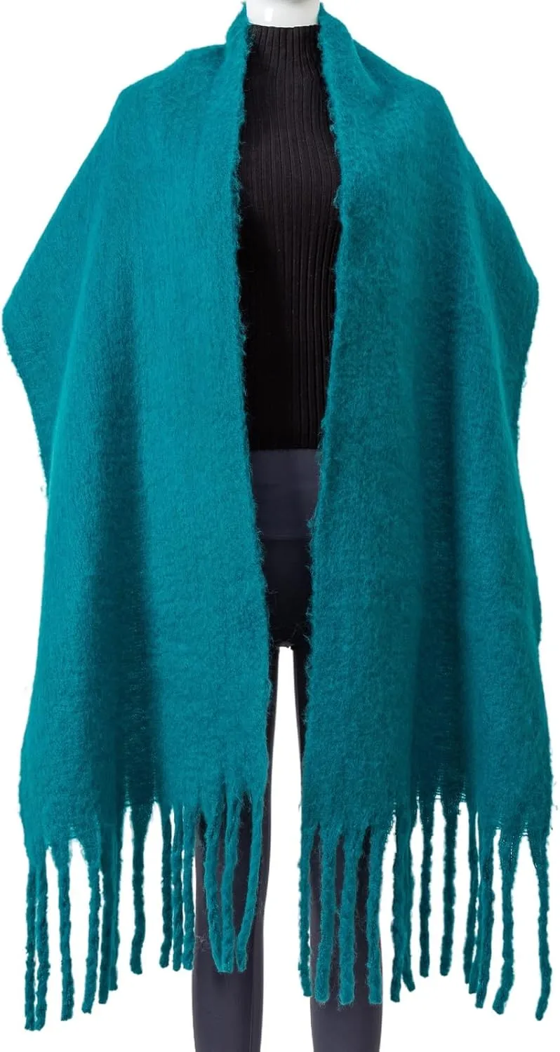 AUSEKALY Women's Scarf Big Colorful Thick Blanket Wrap Winter Oversized Warm Chunky Scarves Solid