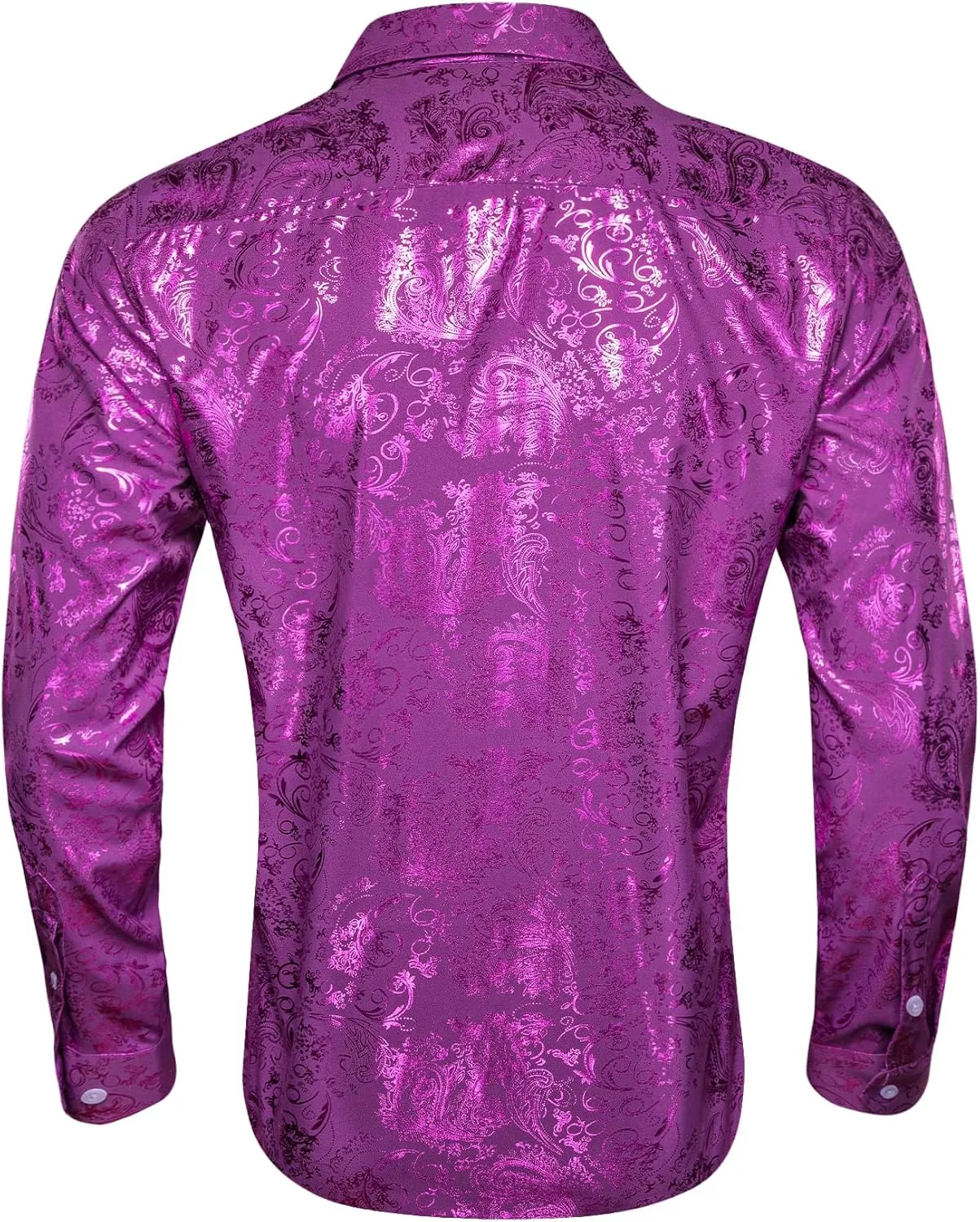 Barry.Wang Men's Disco Dress Shirt Long Sleeve Nightclub Mexico Paisley Floral Shirts Metallic Gothic Shiny Button Down Shirt