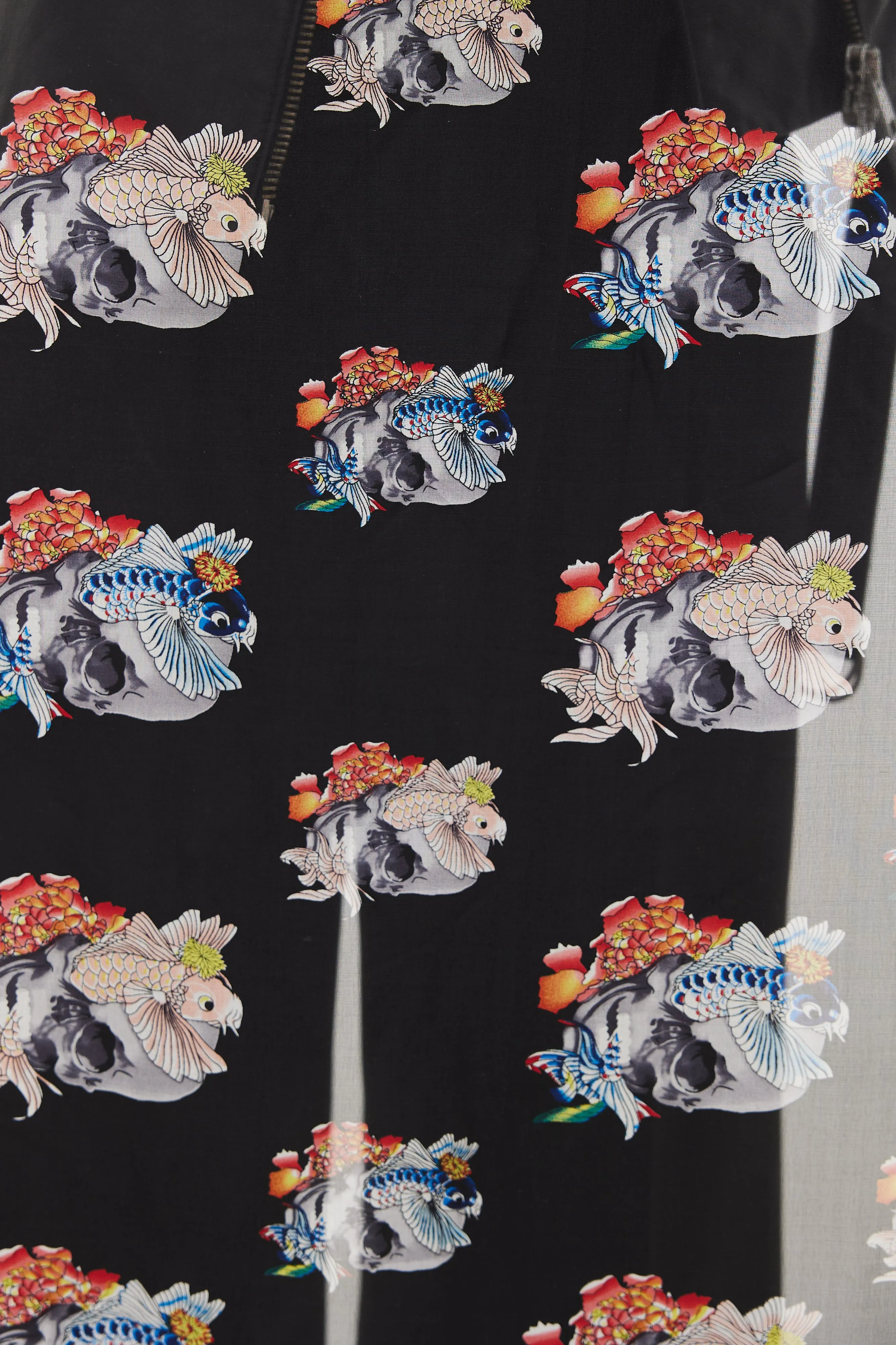 Black Multicolor Floral & Skull Scarf