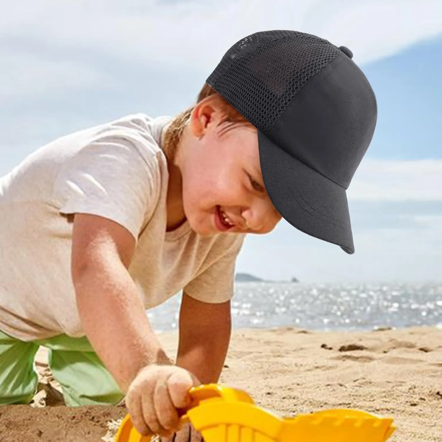 BQUBO Toddler Baseball Cap Baby Sun Hat Cotton Caps Unisex Baby Trucker Hat Adjustable Cap with Ponytail for Boys Girls 6M-6Y