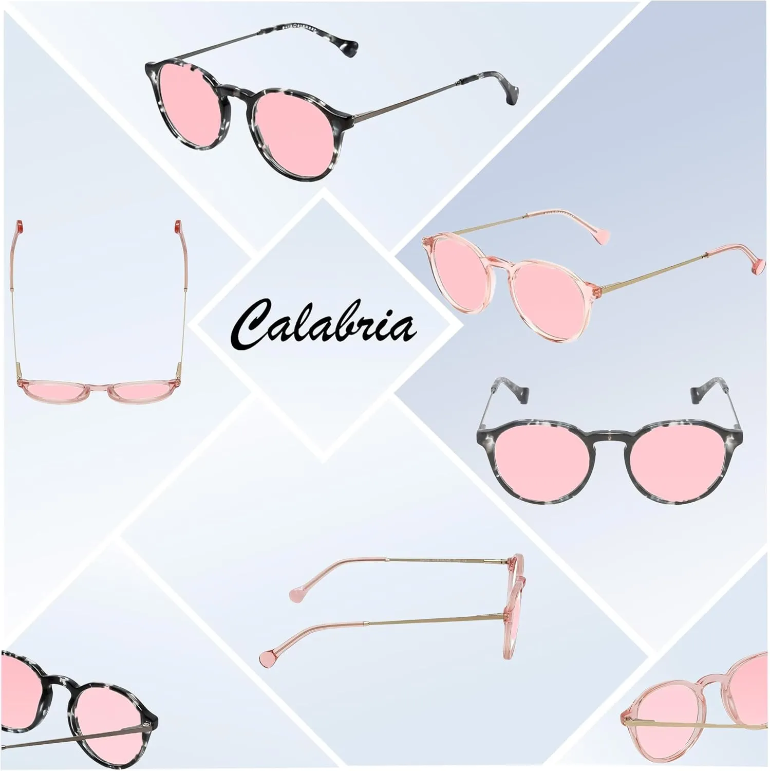 Calabria Hattie Panthos Pink Tint FL-41 Reading Glasses Women Blue Light Sensitivity Migraine Glasses FL41 Readers