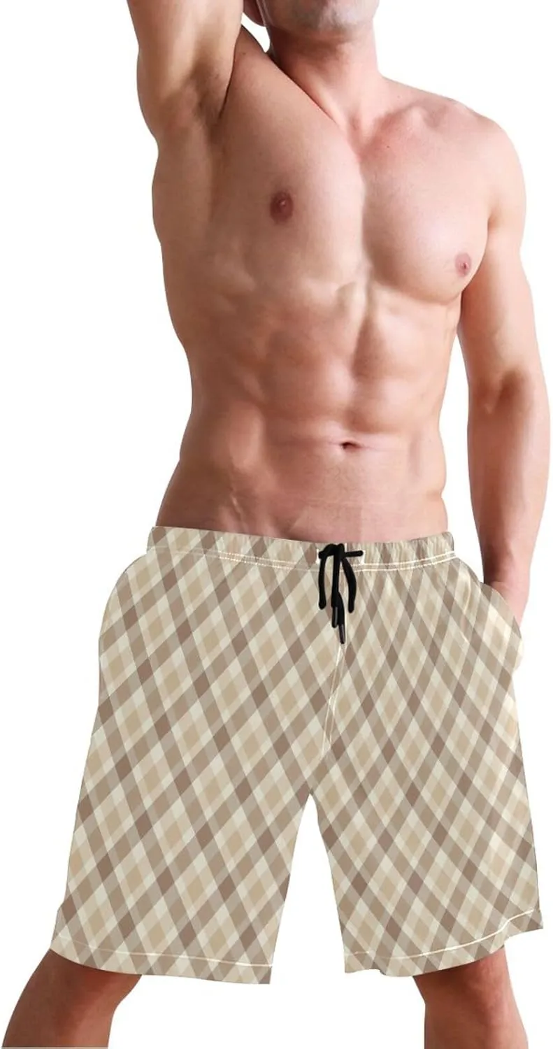 CHIFIGNO Trendy African Masks Black Swimming Shorts Men, Board Shorts for Men Swim, Small Quick Dry Swim Trunks Men
