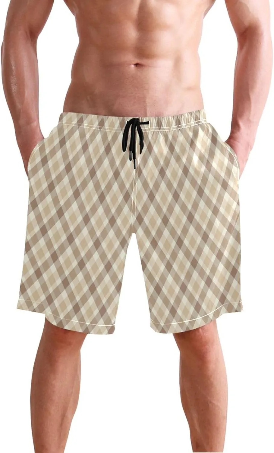 CHIFIGNO Trendy African Masks Black Swimming Shorts Men, Board Shorts for Men Swim, Small Quick Dry Swim Trunks Men