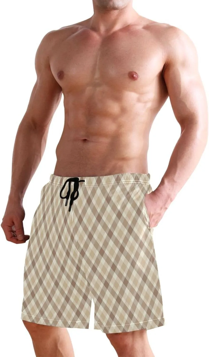 CHIFIGNO Trendy African Masks Black Swimming Shorts Men, Board Shorts for Men Swim, Small Quick Dry Swim Trunks Men