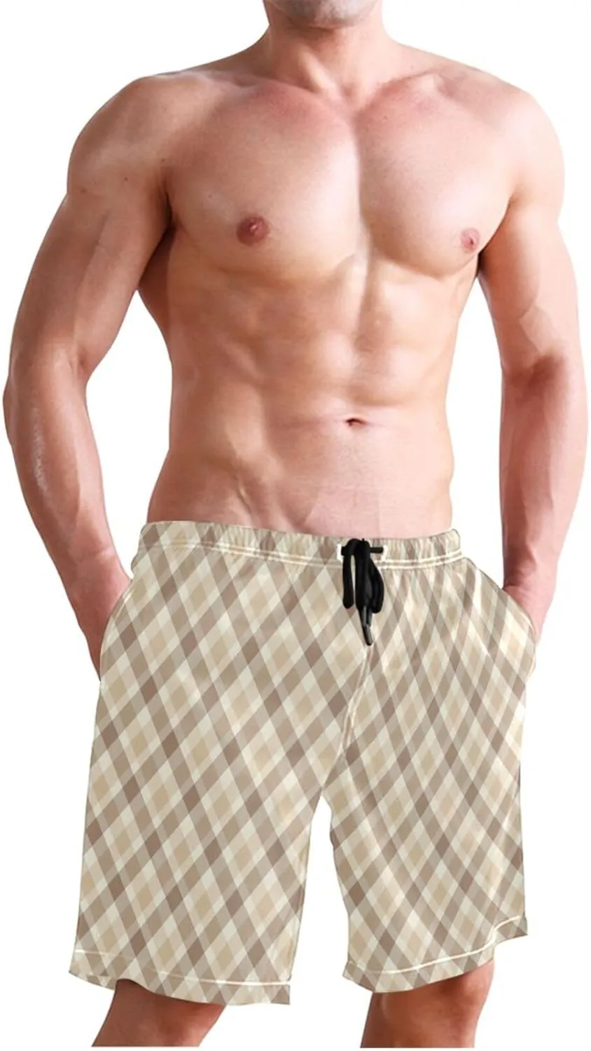 CHIFIGNO Trendy African Masks Black Swimming Shorts Men, Board Shorts for Men Swim, Small Quick Dry Swim Trunks Men