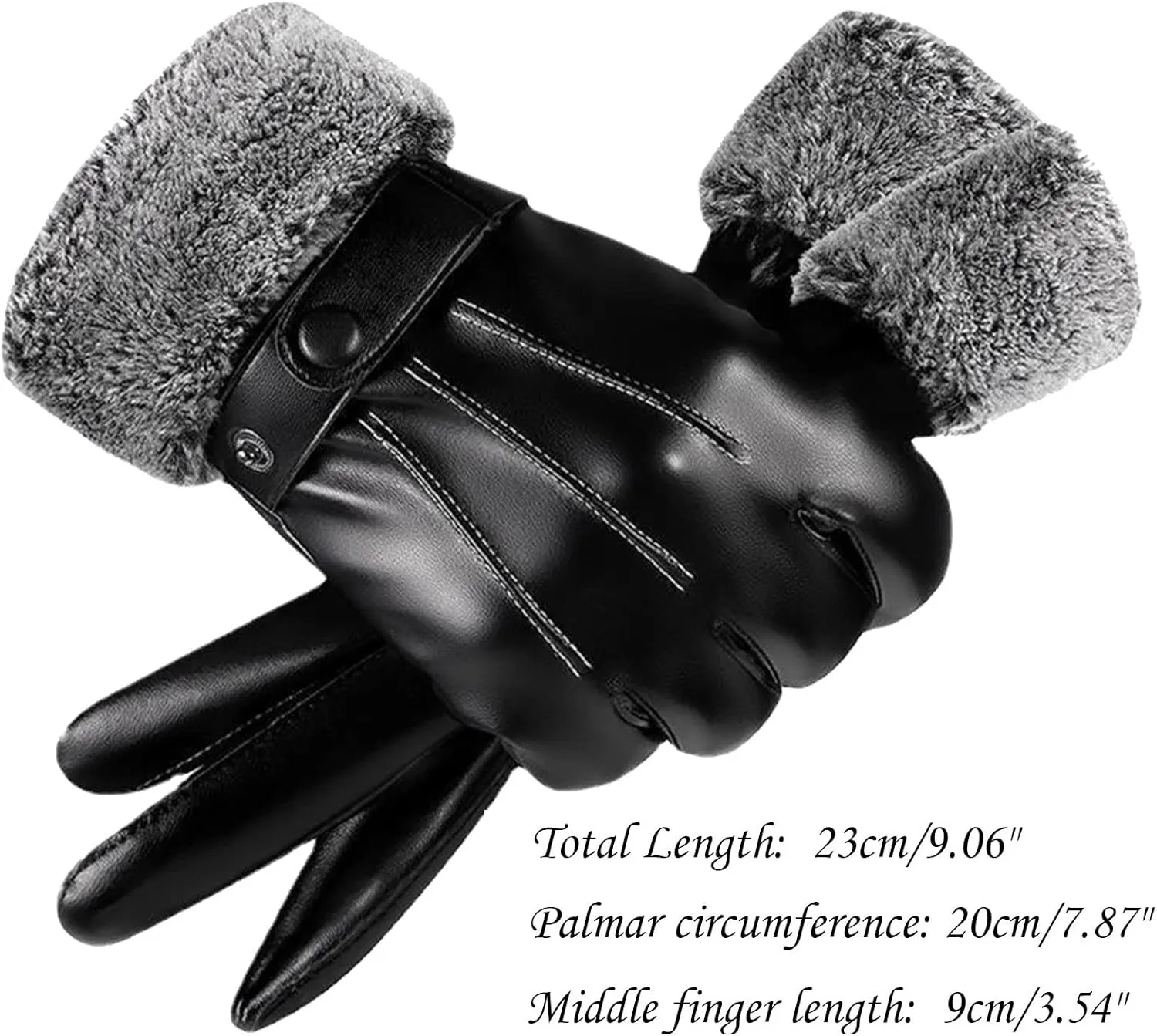 Driving Gloves Men Winter PU Screen Leather Gloves Mittens Black Waterproof Thermal Warm Glove Ski Gloves Mittens Men