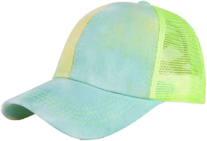 Girl's Criss Cross Trucker Hat Messy Bun High Ponytail Baseball Cap for Kids Ponycap