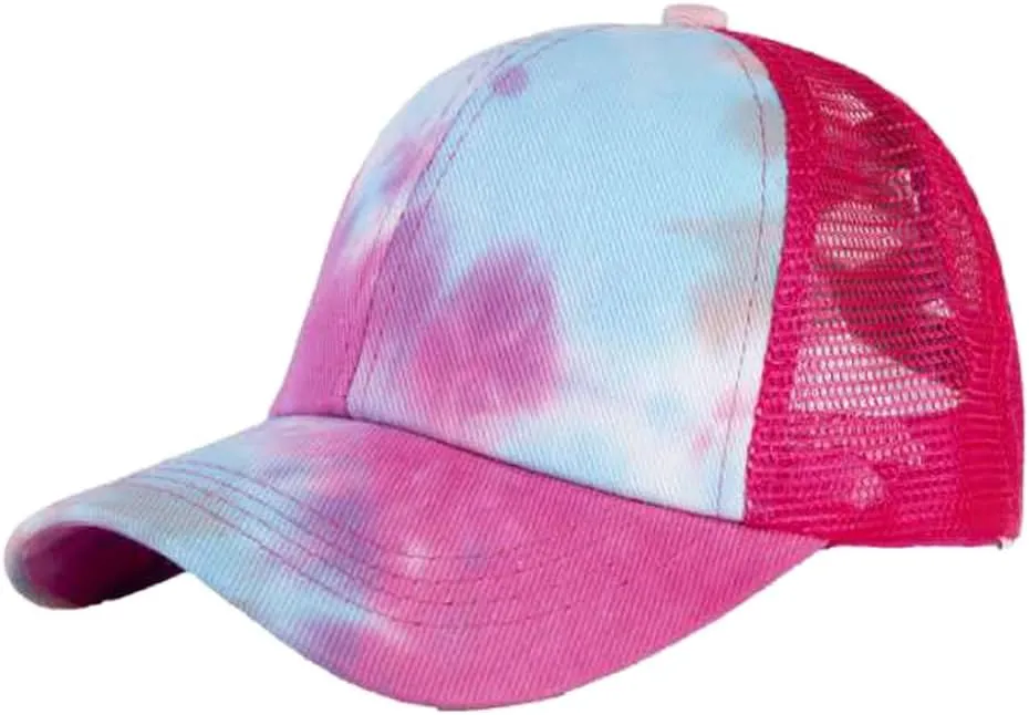 Girl's Criss Cross Trucker Hat Messy Bun High Ponytail Baseball Cap for Kids Ponycap