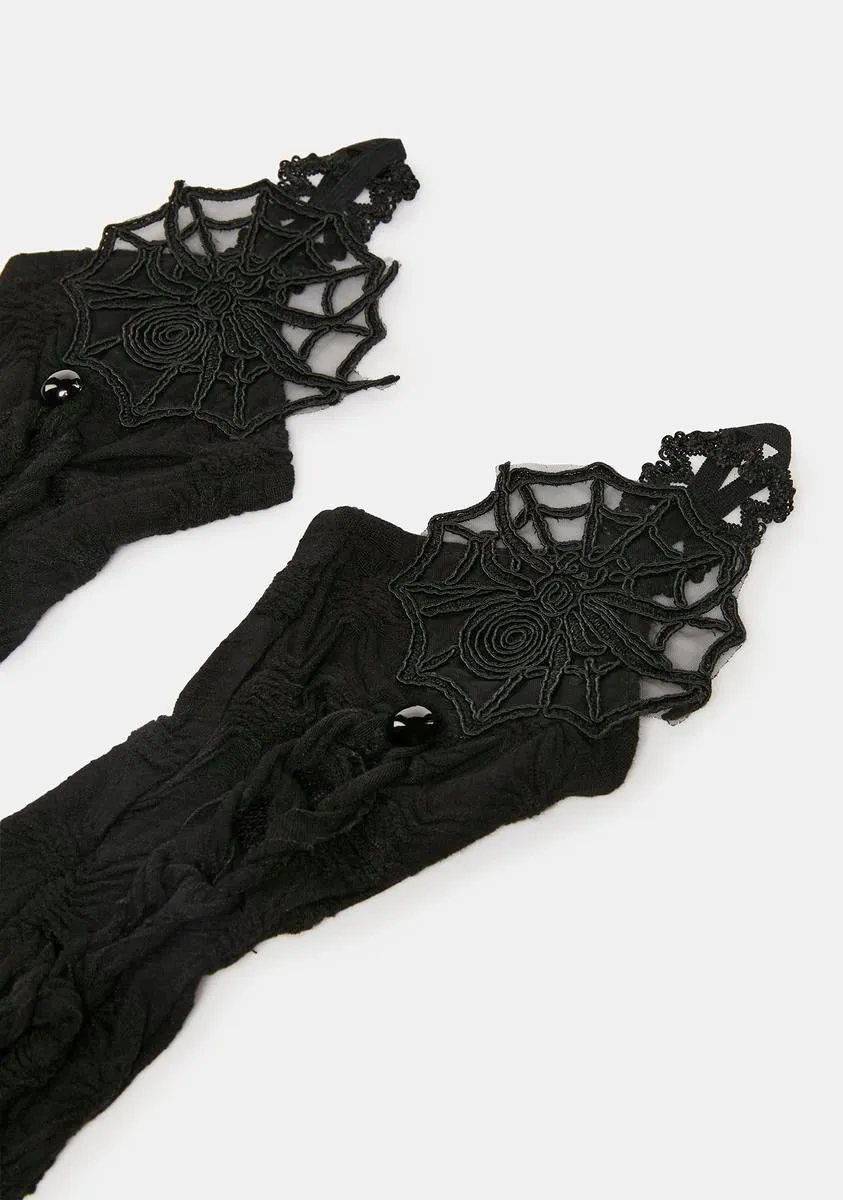 Gothic Spiderweb Lace Gloves