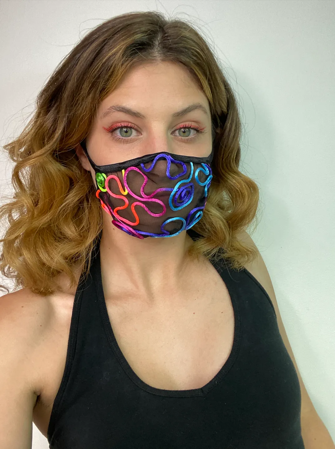 Grooves in Neons Mouth Mask