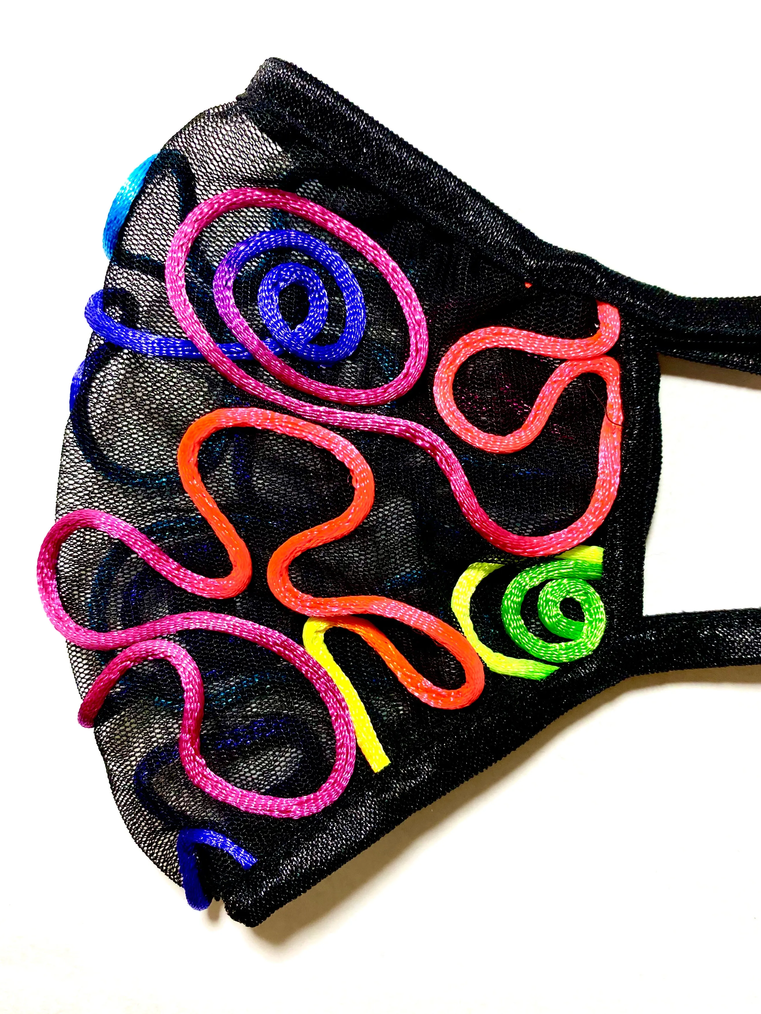 Grooves in Neons Mouth Mask