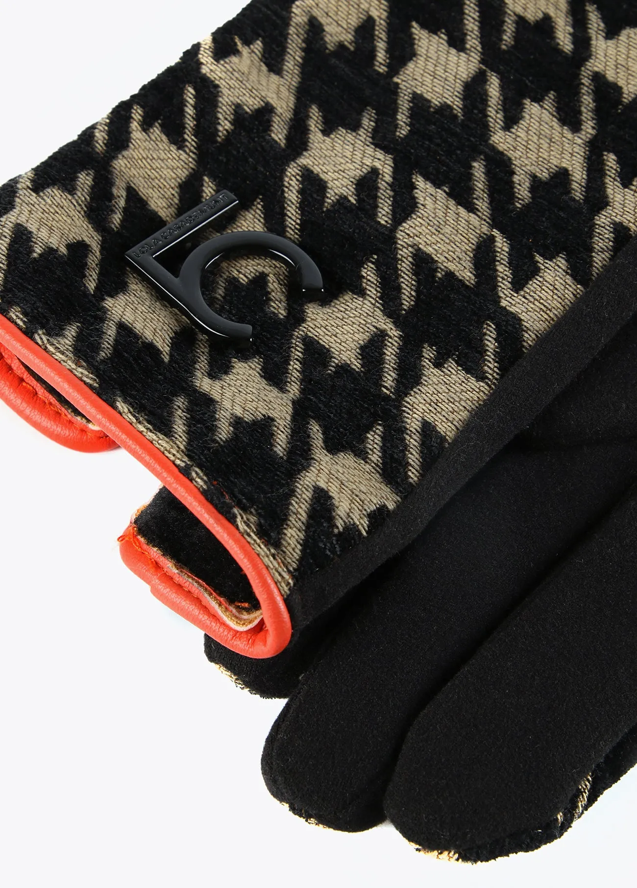 Houndstooth print gloves