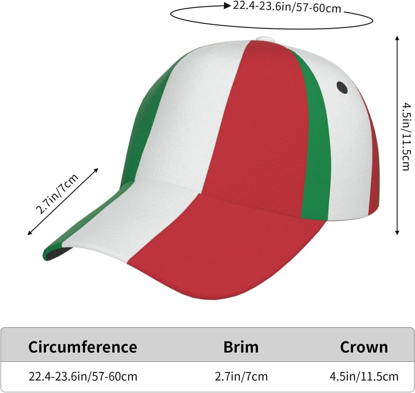 Italian Flag Baseball Cap for Men Women Italy Flag Hats Fashion Sun Cap Packable Outdoor Baseball Hat