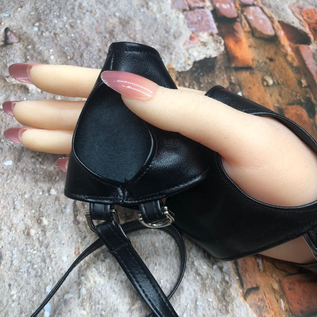 Lace-up Punk Leather Fingerless Gloves for Women