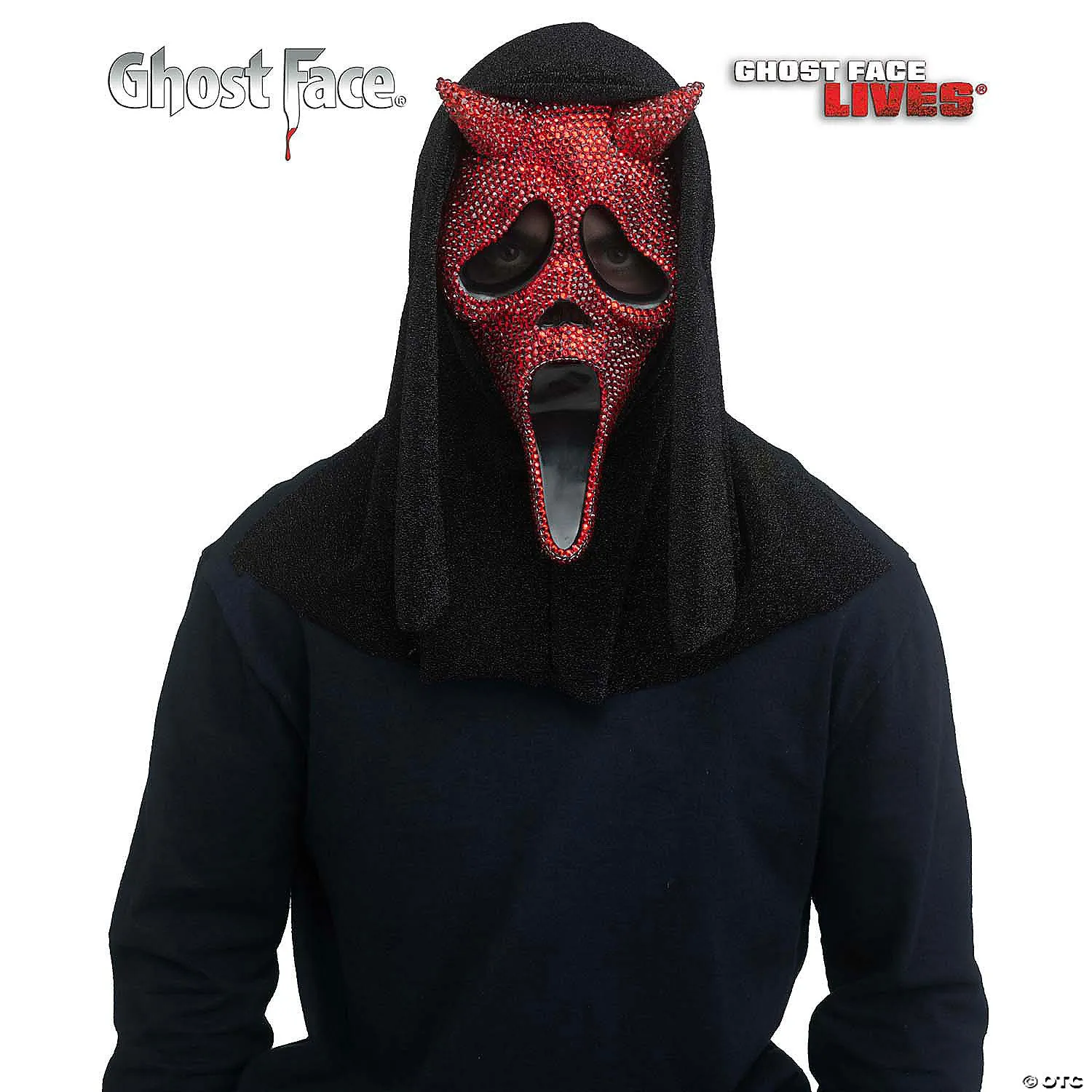 <html>Adults Ghost Face<sup>®</sup> Red Rhinestone Bling Devil Face Full Mask - One Size</html>