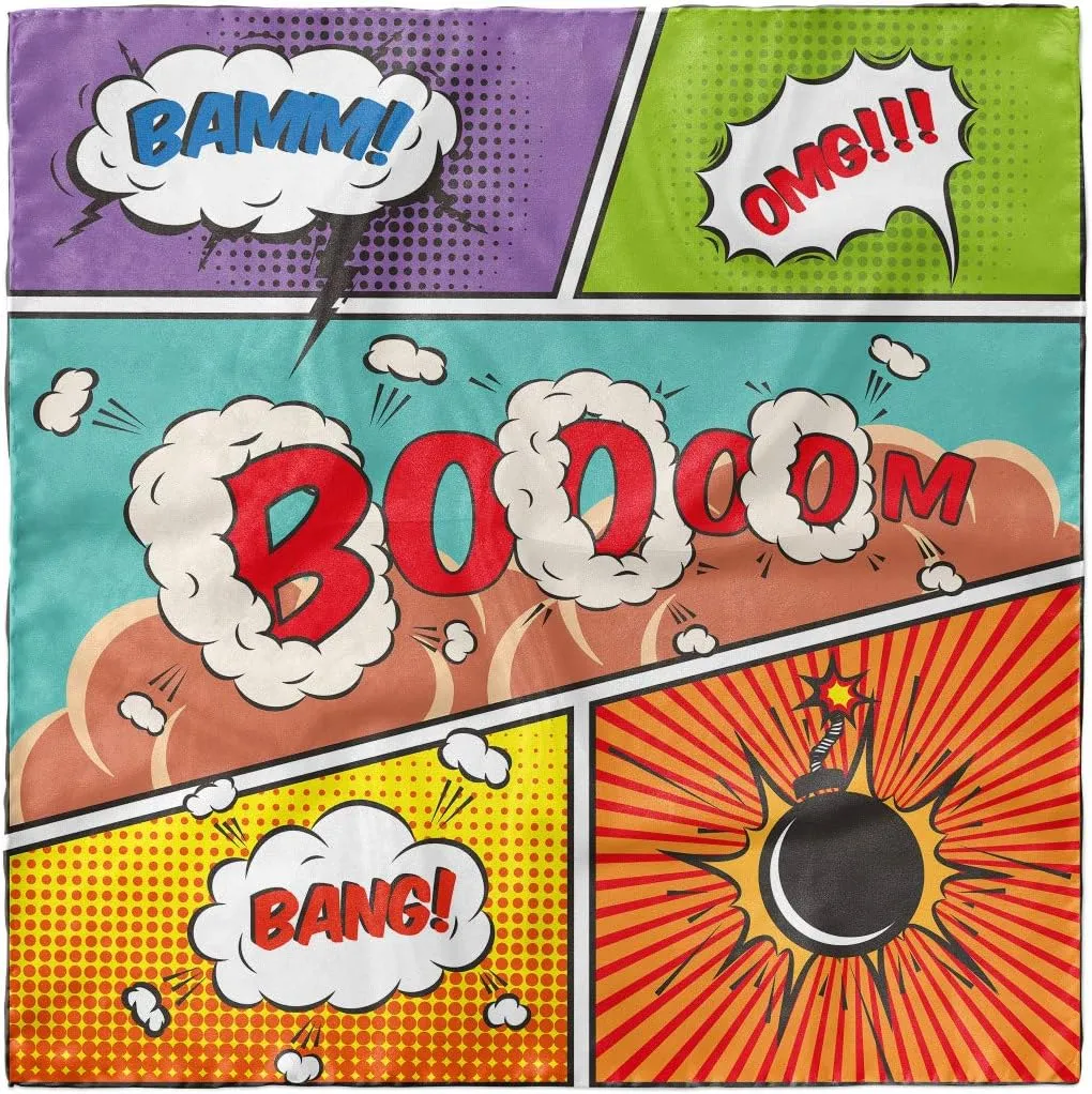 Lunarable Superhero Head Scarf, Comic Book Style Retro, Hair Wrap