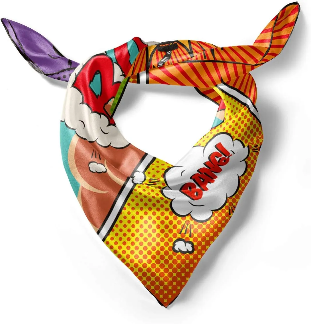 Lunarable Superhero Head Scarf, Comic Book Style Retro, Hair Wrap