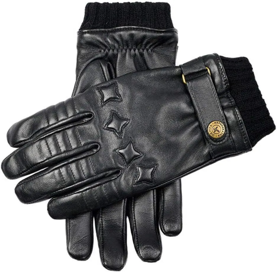Men's The Suited Racer Touchscreen Cashmere-Lined Leather Driving Gloves BLACK XL
