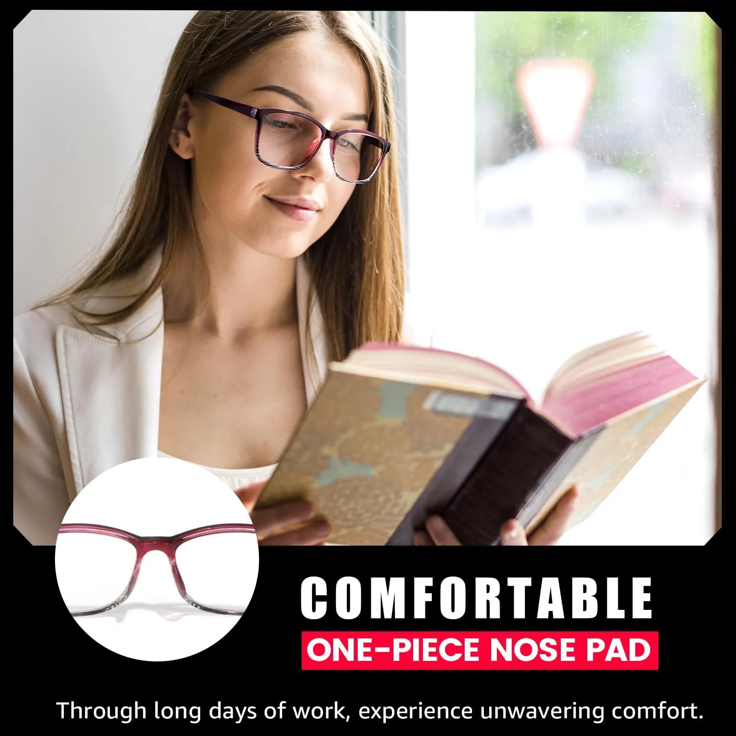 Natural Crystal Stones Lenses Reading Glasses with Clear Real Glass Lenses Blue Light Blocking & UV Protection IF5189