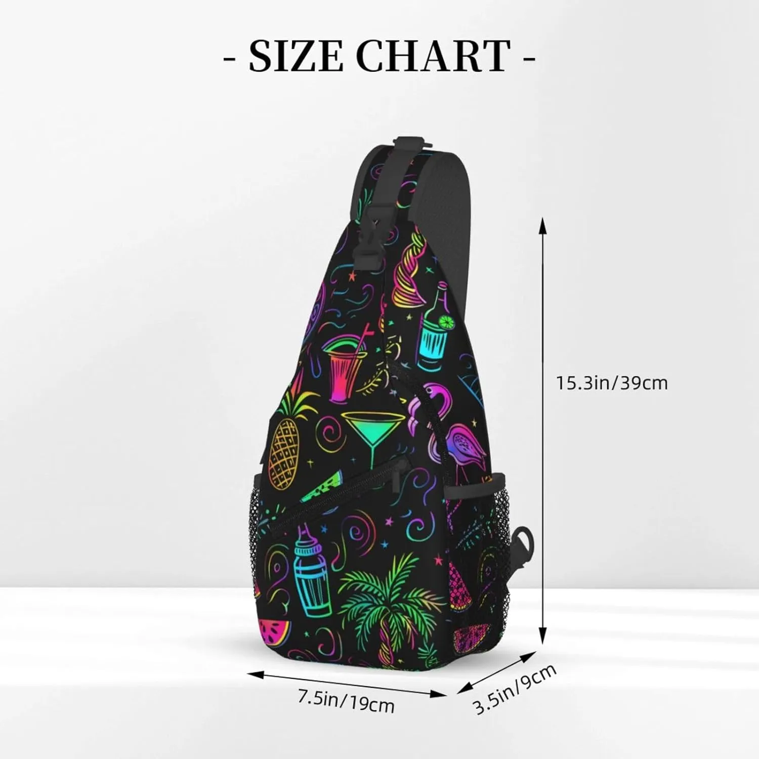 Neon Party Theme Outdoor Crossbody Shoulder Bag For Unisex Young Adult Hiking Bicycling