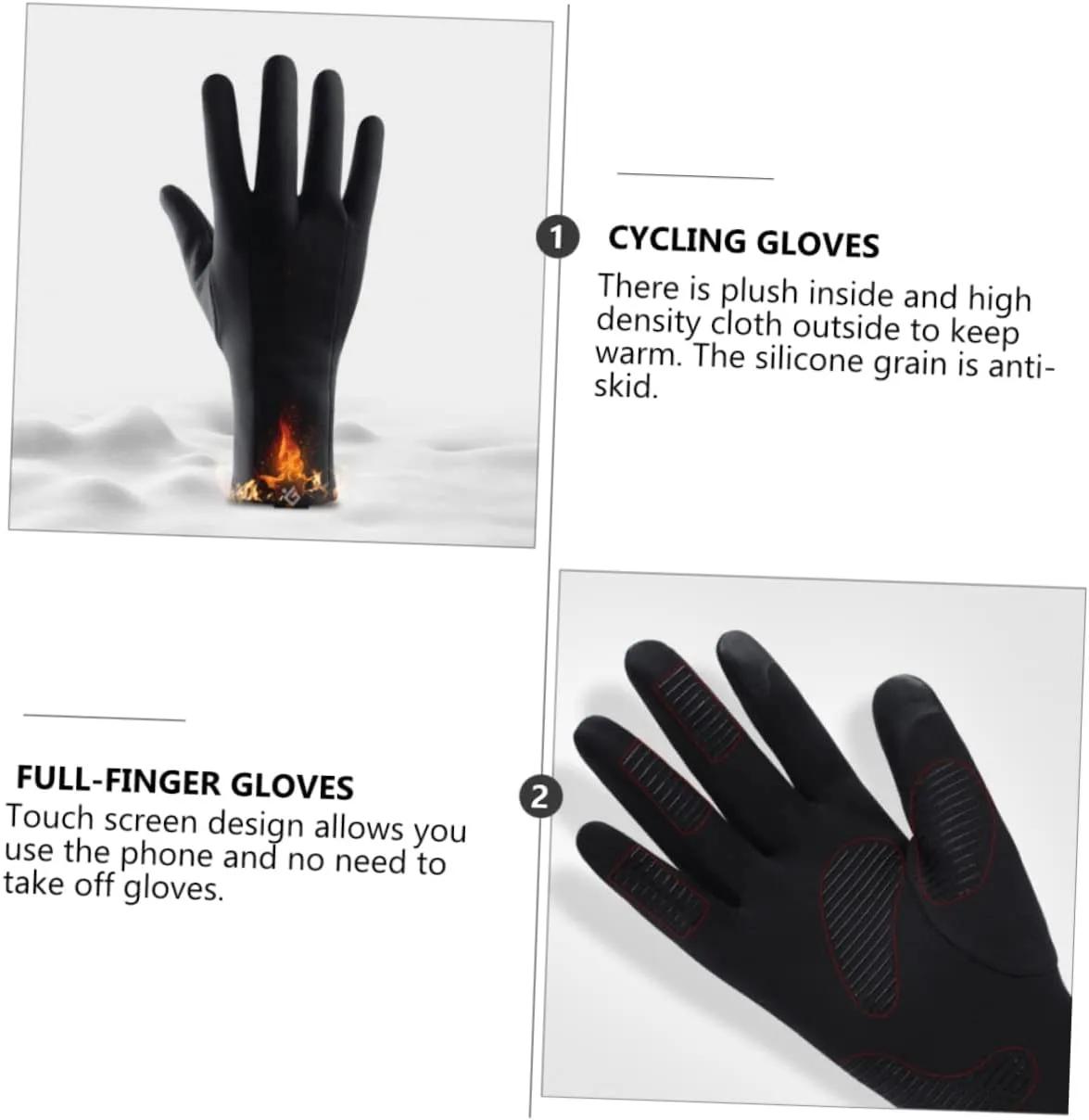 POPETPOP 1 Pair Touch Screen Cycling Gloves Exercise Gloves for Men Warm Bike Gloves Mittens for Men Full-Finger