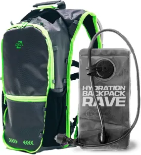 RaveRunner® Anti-Theft Hydration Backpack | Rave Hydration Pack, Festival Water Bag, Hydropack Rave, Hydration Pack EDC (Radiant Monarch) (Neon Gunmetal)
