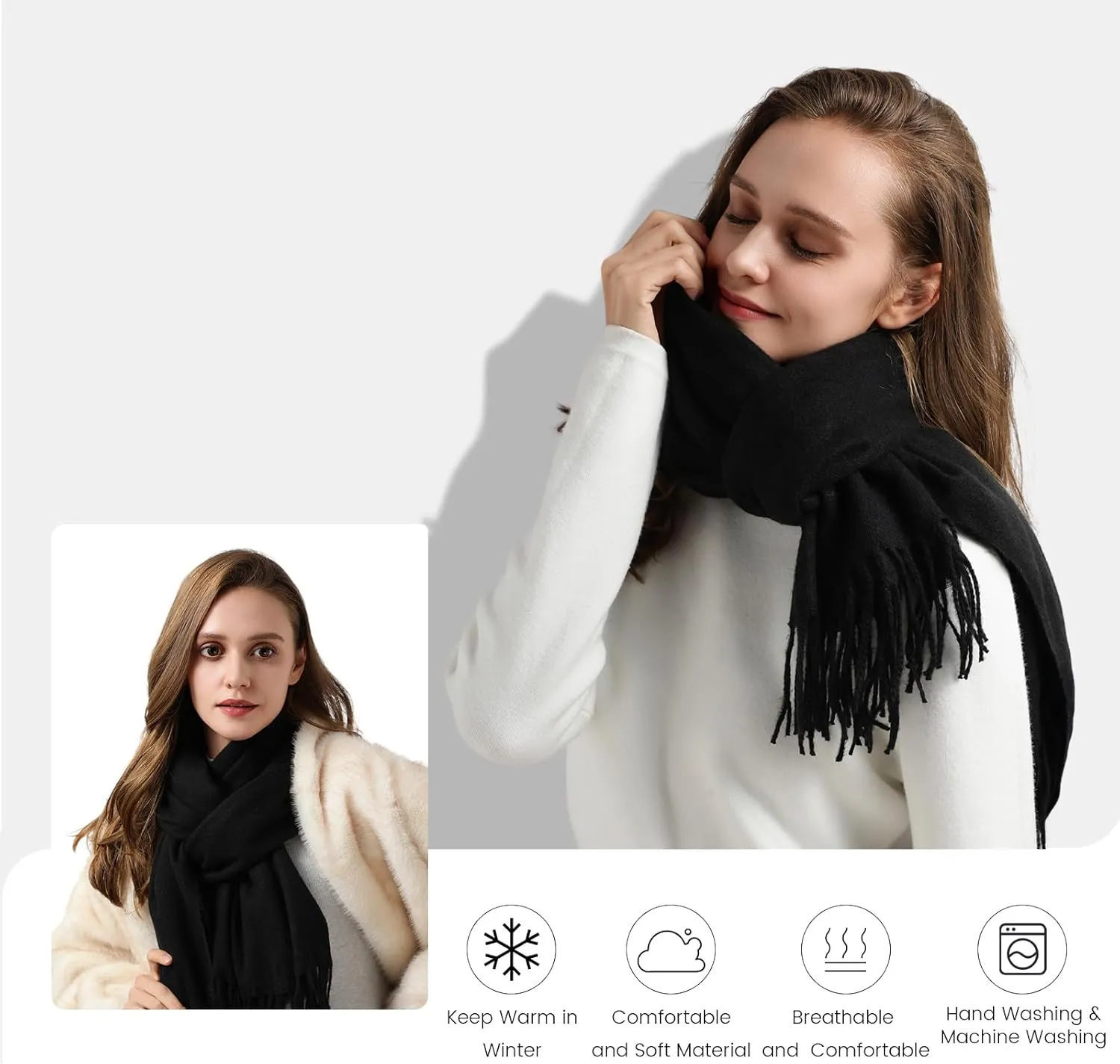 Scarfs for Women Pashmina Shawls and Wraps for Evening Dress Bridesmaid Wedding Bridal Winter Warm Long Large Scarves