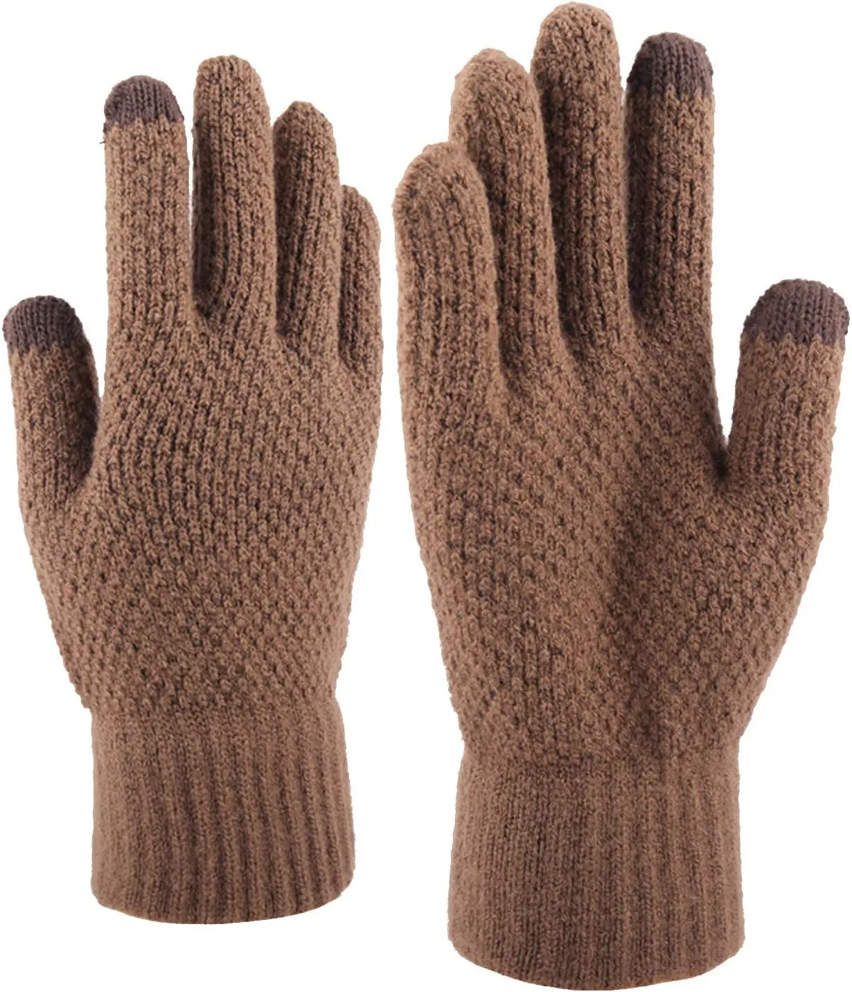 Touchscreen Gloves for Women Knit Thick Warm Touchscreen Gloves Stretch Winter Gloves for Men Cold Weather