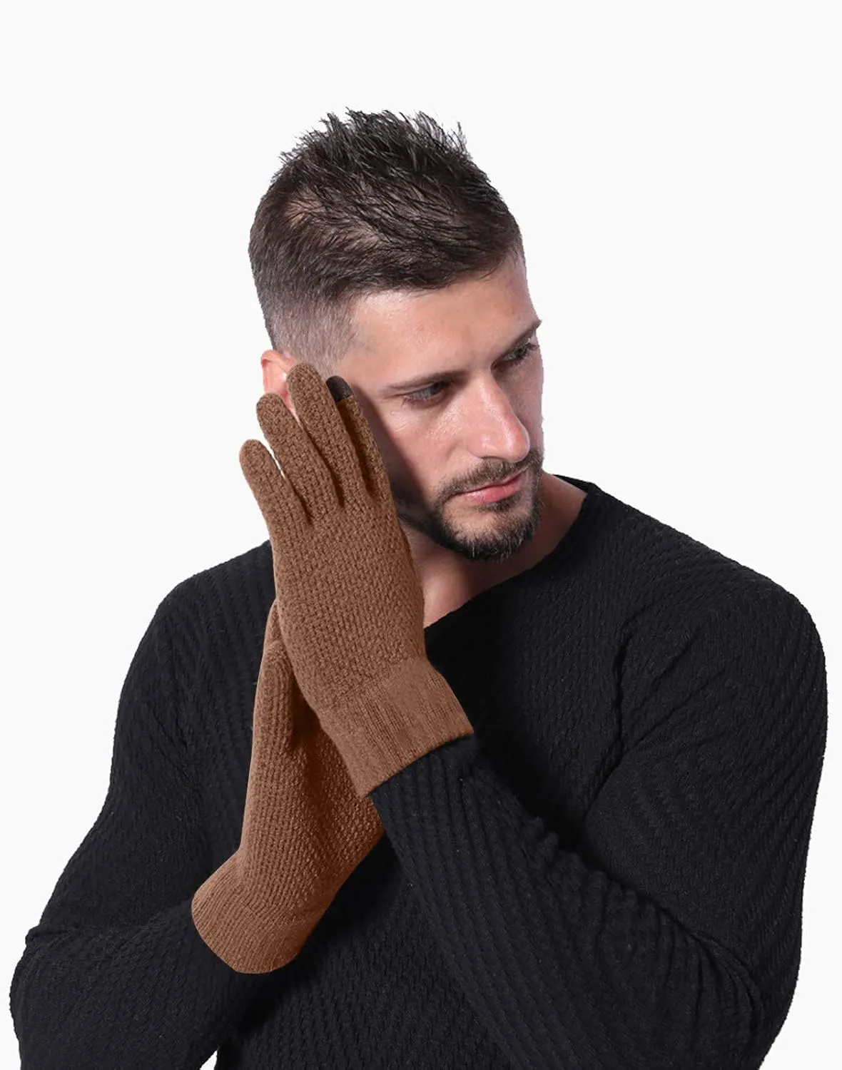 Touchscreen Gloves for Women Knit Thick Warm Touchscreen Gloves Stretch Winter Gloves for Men Cold Weather