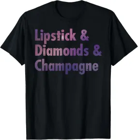 Vintage Lipstick Diamonds Champagne T-Shirt
