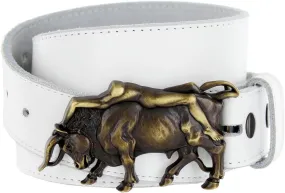 Western Antique Brass Bull Rider Genuine Leather Belt for Men Multiple Option
