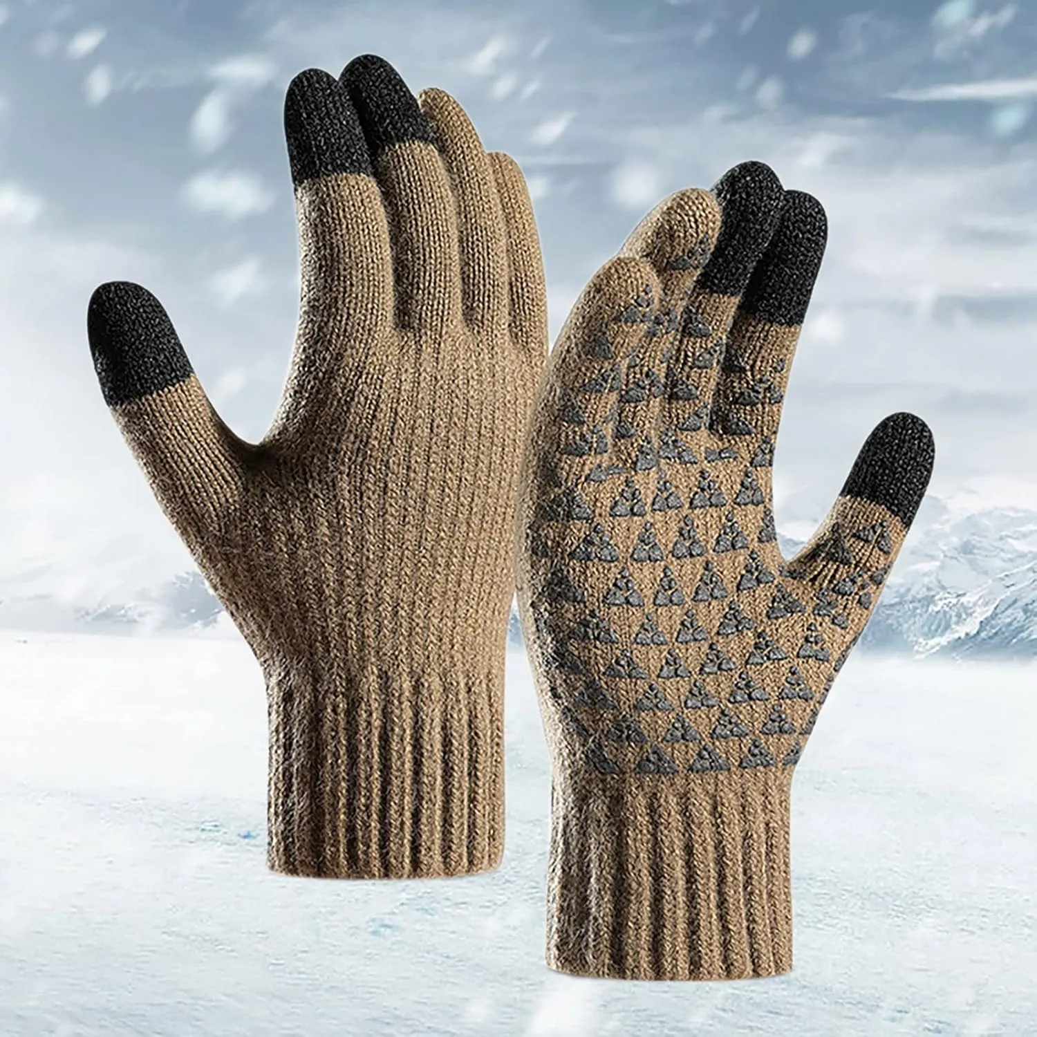 Winter Touchscreen Gloves for Women Warm Soft Thicken Knitted with Touch Screen Fingers Texting Elastic Thermal Glove