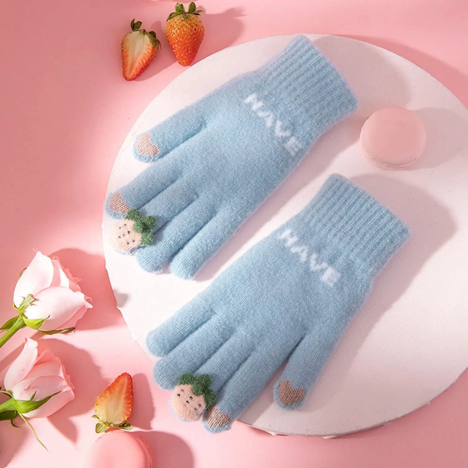Winter Touchscreen Gloves for Women Warm Thermal Knit with Touchscreen Fingers Texting Elastic Cuff Glove
