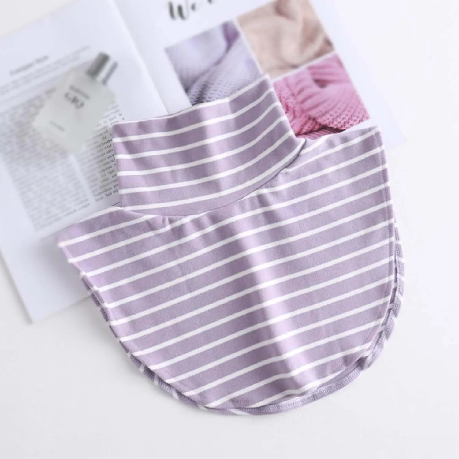 Women's Fall & Winter Inner Layer Knit Scarf Neck Warmer Striped High Neck Stretchable False Toddler Colla Blouse