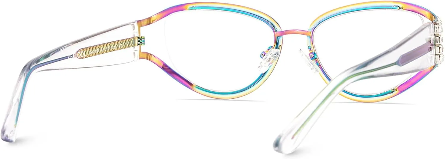 Zeelool Ladies's Cat Eye Frame Glasses With Shiny Diamonds Star GlassesZJGM237991