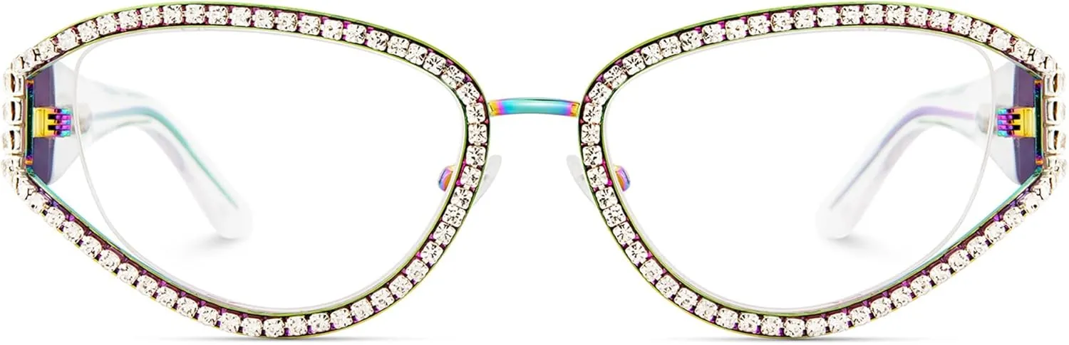 Zeelool Ladies's Cat Eye Frame Glasses With Shiny Diamonds Star GlassesZJGM237991
